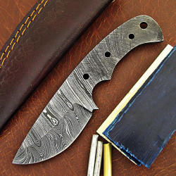 Knife Making Kit DIY includes Damascus Blade Blank, Pins, Handle Scales, Leather Sheath as Knife Making Supplies NB105